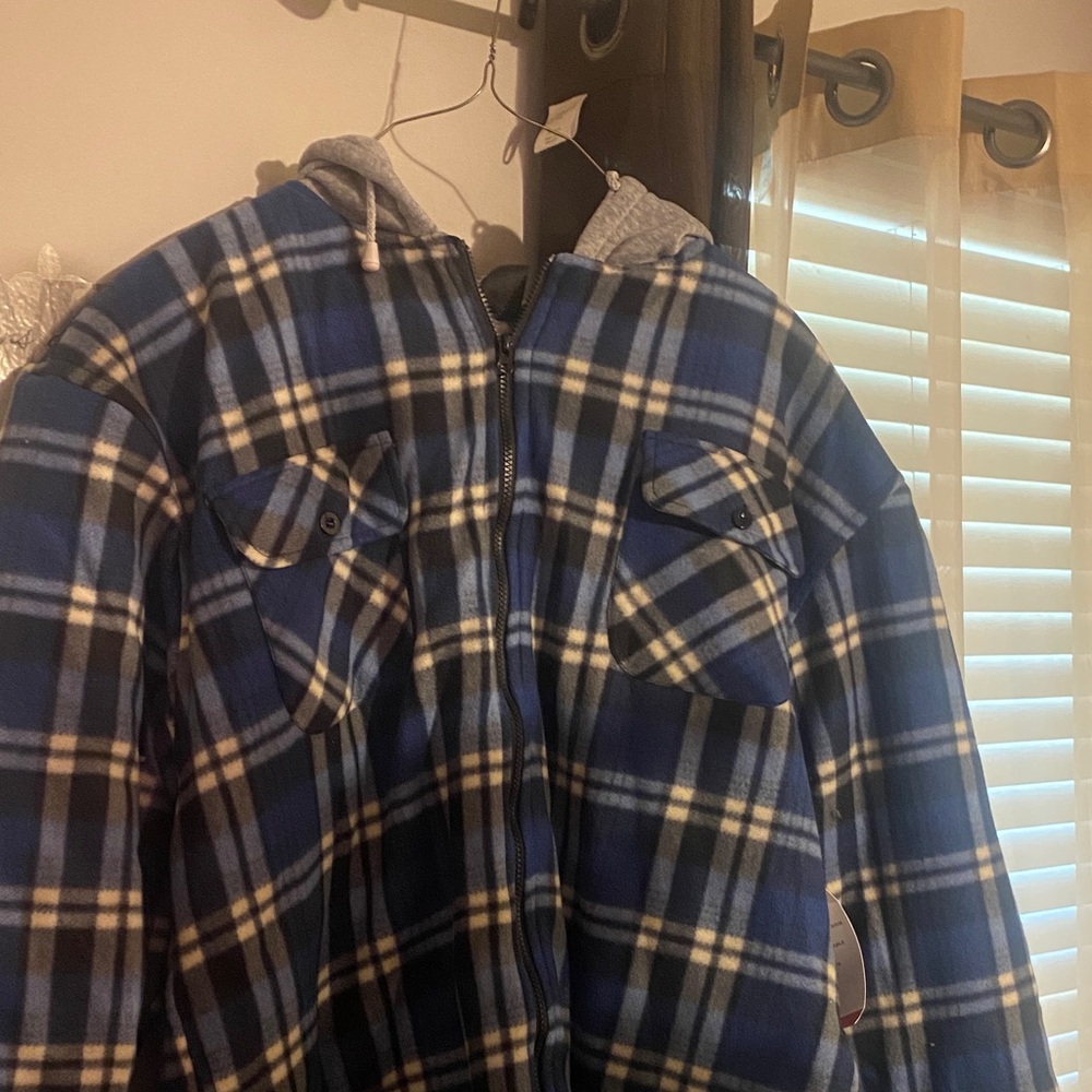 Plaid Blue and Black Men's Shirt Jacket